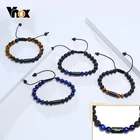 Мужские браслеты с гравировкой и биркой Vnox, Индивидуальные ювелирные изделия, регулируемая длина, амулет с бусами из натурального камня