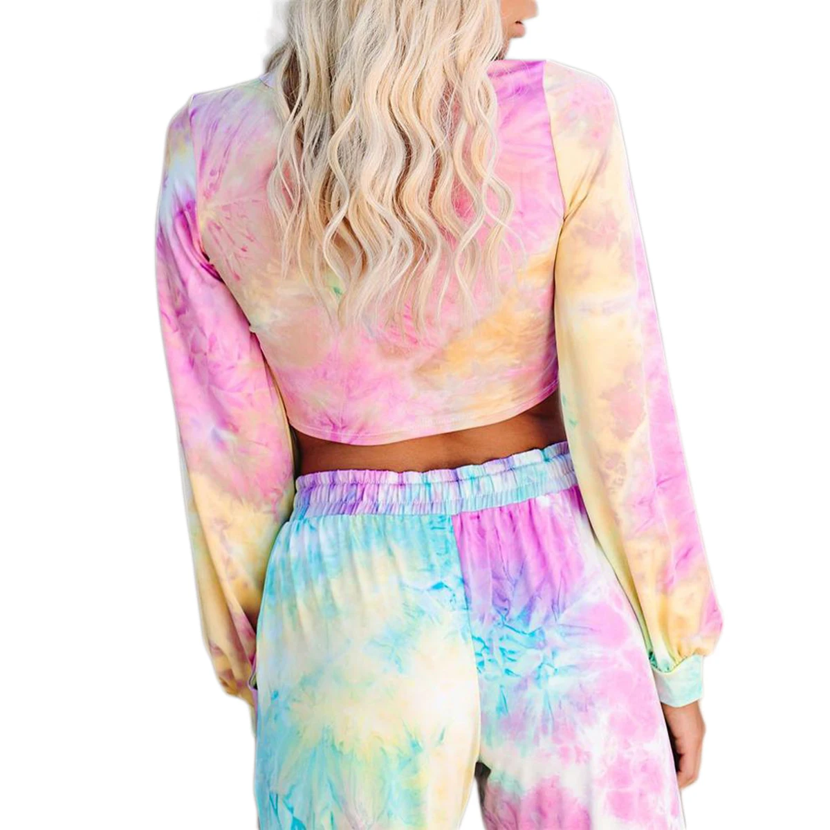 

Tie Dye Print Women's Fashion Tracksuit 2 Piece Set Women Long Sleeve T-Shirt Top + Colorful Pants Two Piece Outfit Streetwear