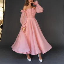 Vestido de Navidad con cuello de barco, elegante, manga larga, Maxi, Color puro, otoño e invierno, temperamento versátil (3)