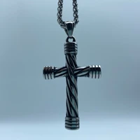 stainless steel men cross punk necklace pendant for men women classic religion charms accessoires jewelry for gift