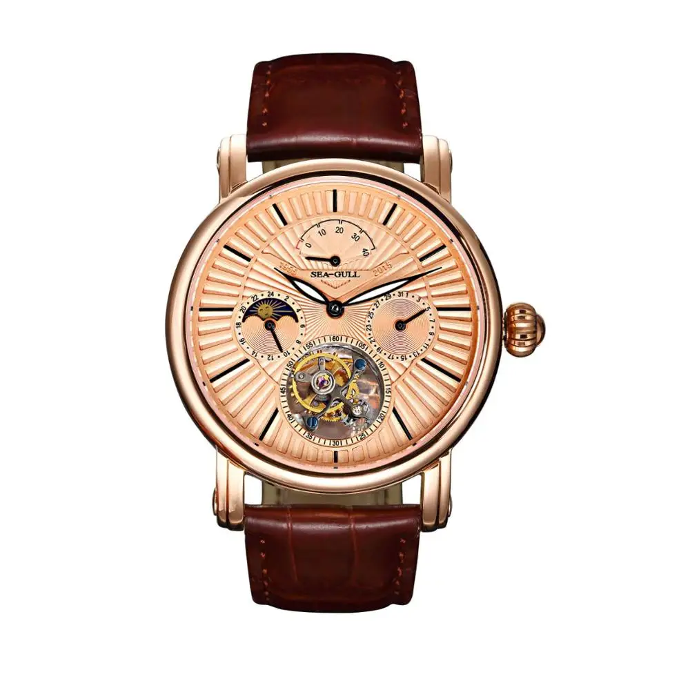 Механические часы Seagull Tourbillon, запас мощности, индикатор дня и ночи, ручные мужские часы 518,6806 с сертификационной бумагой