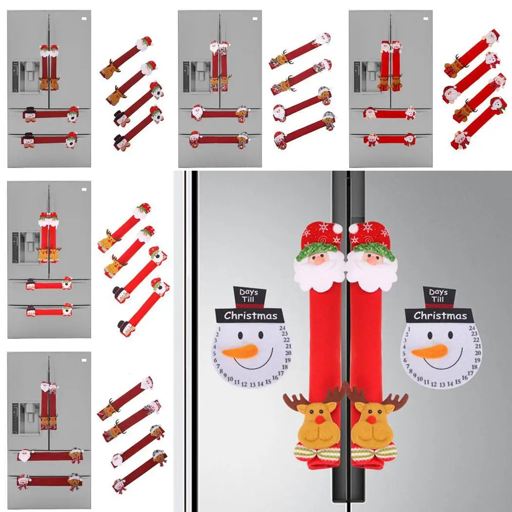 Кухня Санта Снеговик холодильник дверные ручки крышки дома Рождество мультфильм