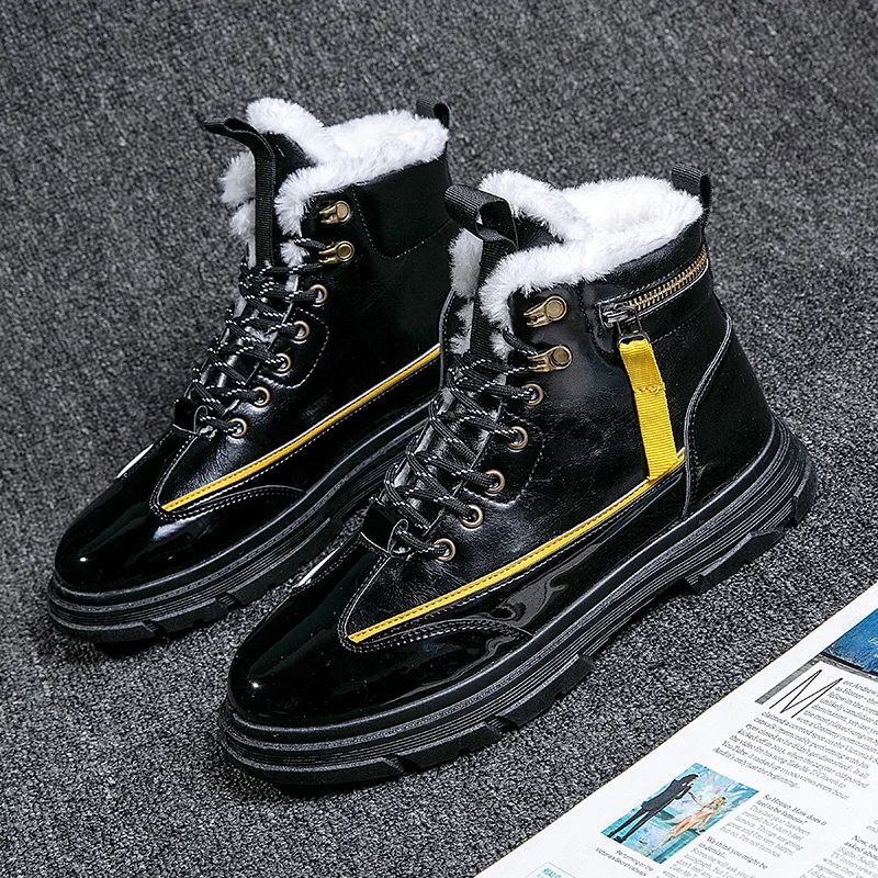 

Winter Men Work Boots Black Military Tactical Training Men With Fur Hunting Boots For Man Wearable Snow Boots Mens Size 39-44