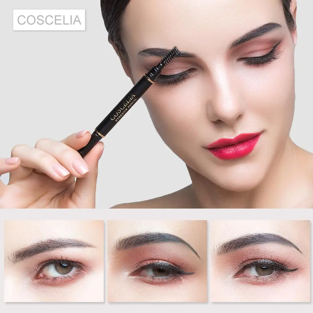 Водостойкий карандаш для бровей COSCELIA 6 цветов с двойной головкой и кистью