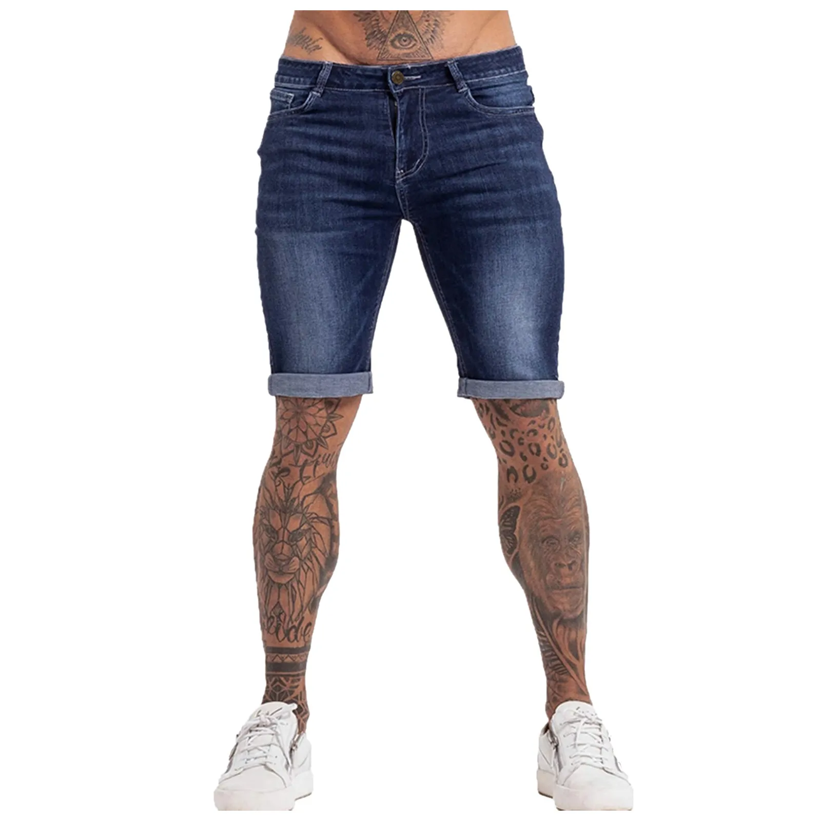 

Fashion Men's Jeans Summer Casual Solid Color Straight Elastic Retro Pants Jeans Men Denim Shorts Clothing Pantalones Hombre