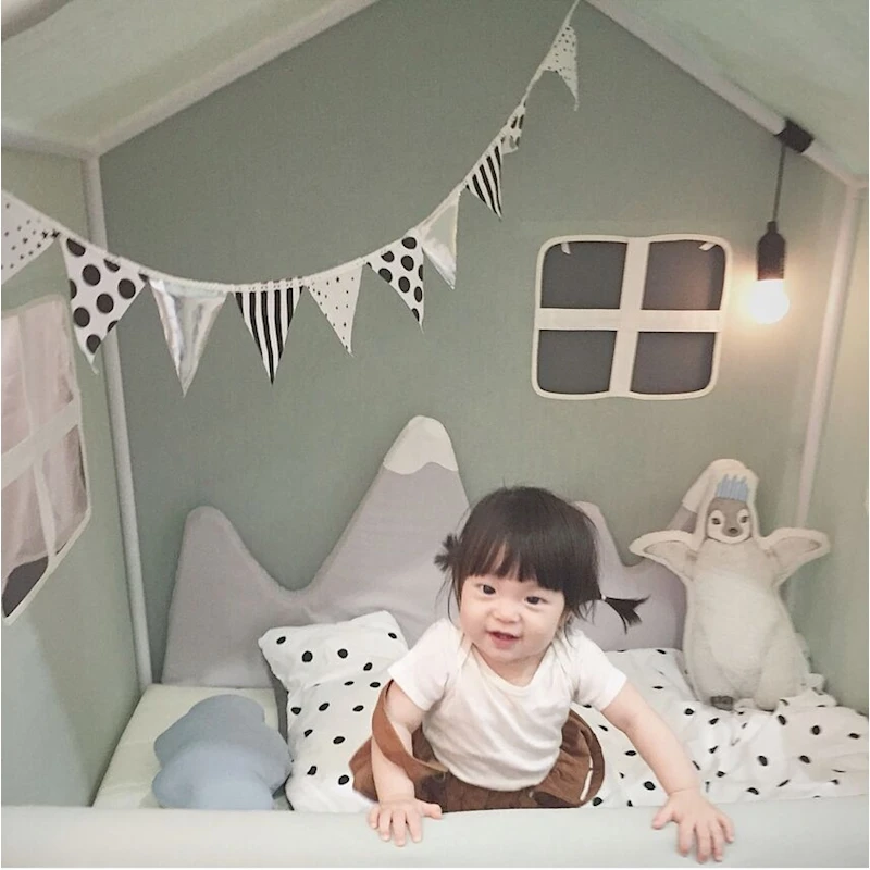 Newborns cama bedbumper protector anti-collision snow mountain decorative bed surround For baby cot accessories washable