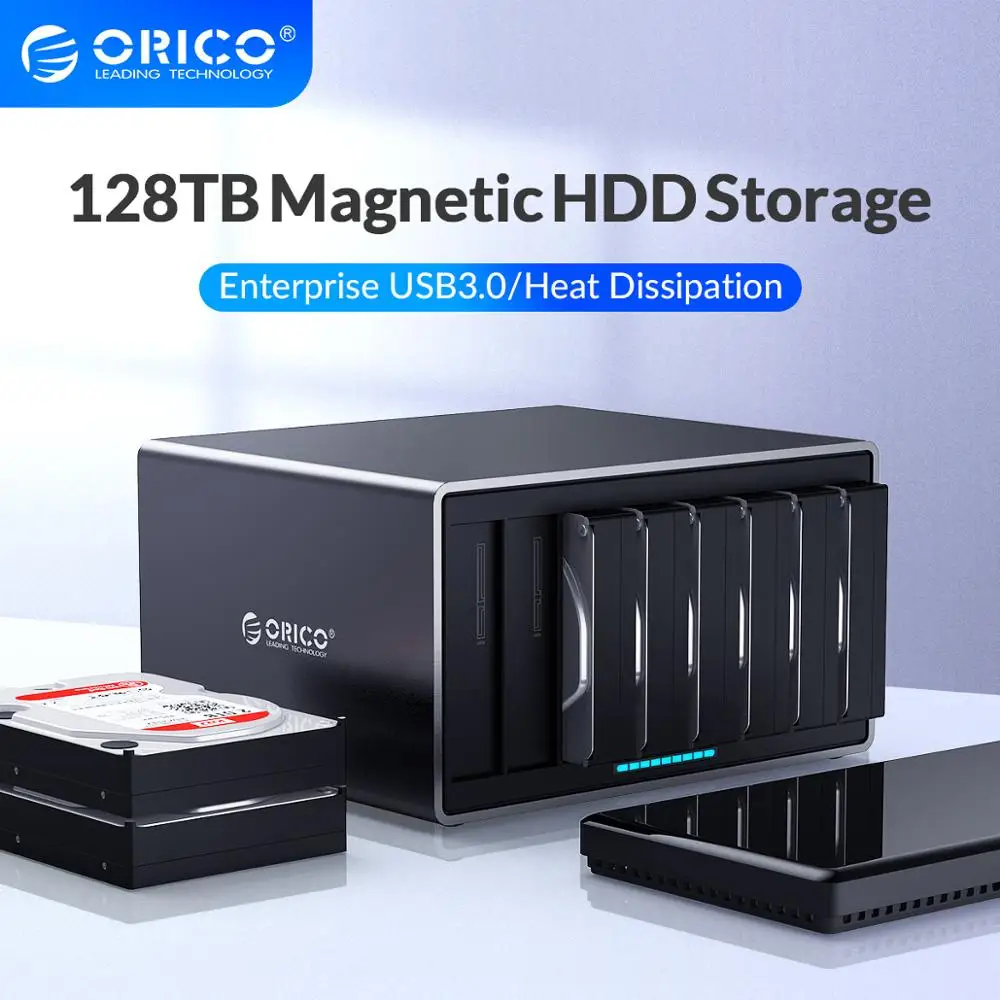 ORICO NS Series 8 Bay USB3.0 HDD Docking Station Support 128TB USB3.0 5Gbps HDD Case UASP with 120W Adapter HDD Enclosure