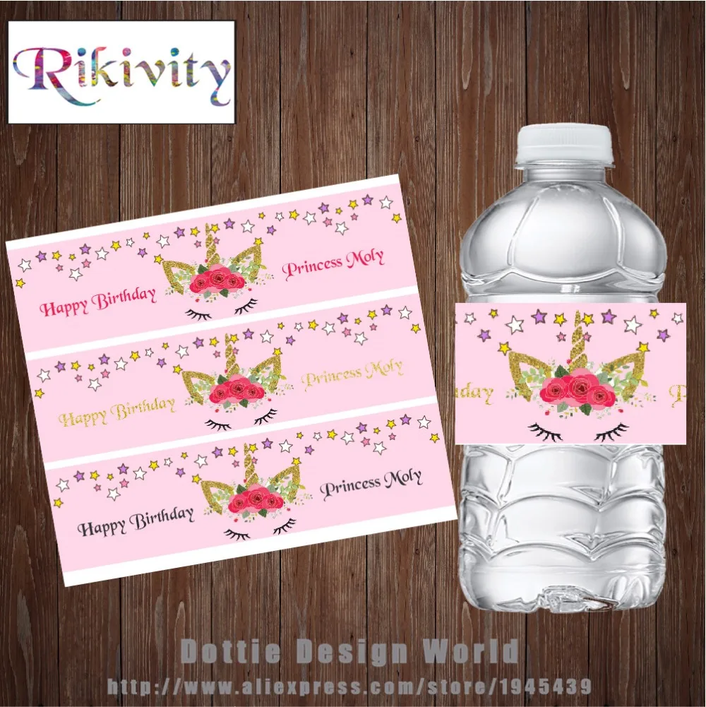 20 шт./лот этикетки для бутылок с водой единорогом и звездами оберточная бумага