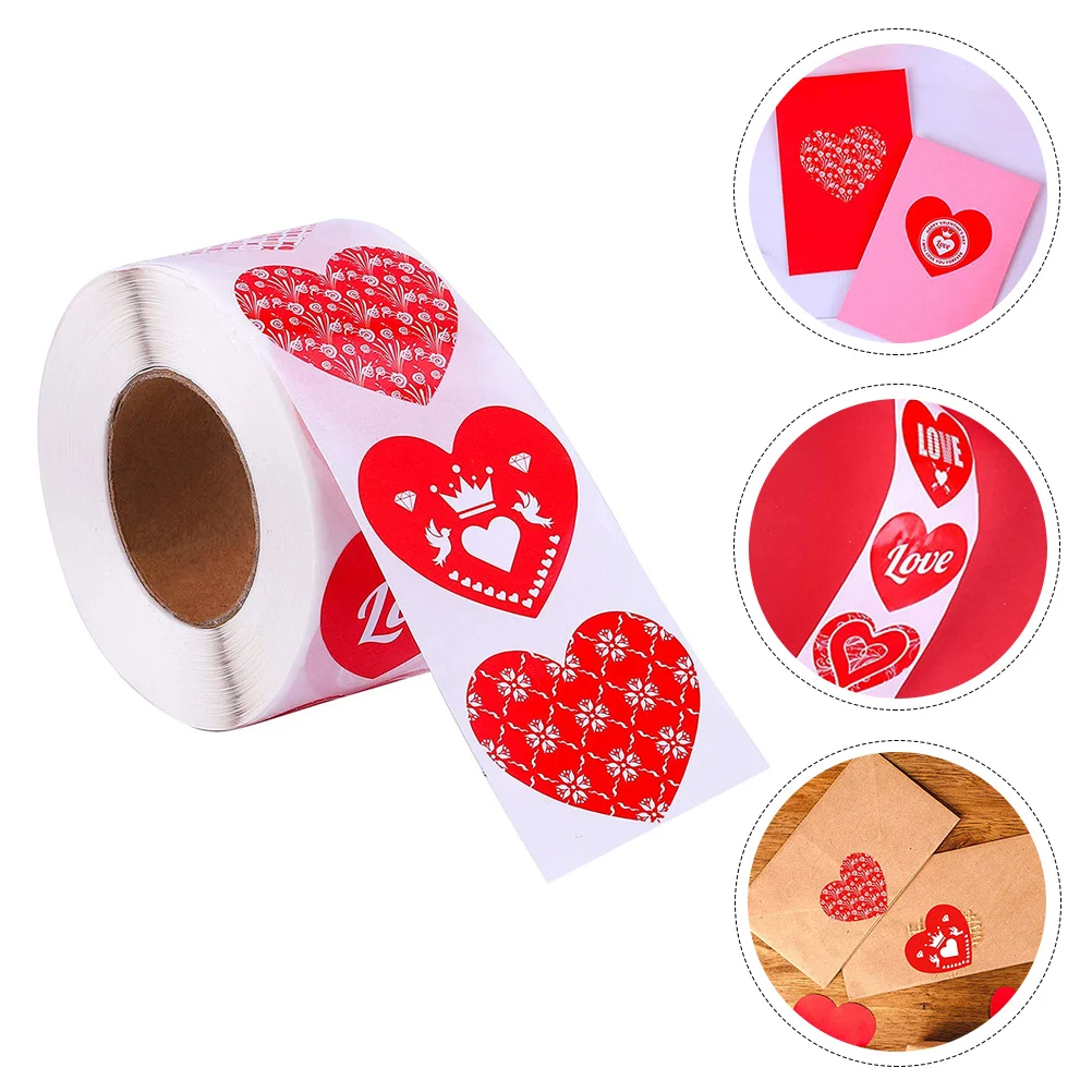 

1 Roll Valentine's Day Gift Sealing Stickers Decorative Heart Candy Bag Decals