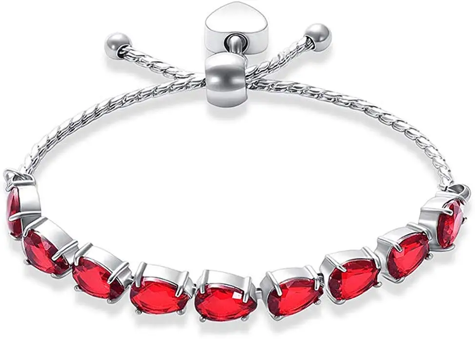 

Teardrop Shaped Crystal Bracelet With A Tiny Heart Cremation Urn Bracelet For Ashes - Adjustable Length Memorial Jewelry