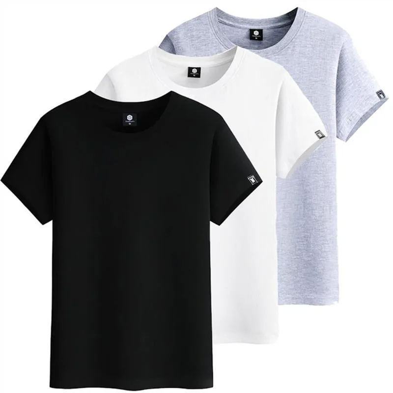 

Men's T-Shirt 100% Cotton 3 Pcs/Lot High Quality Fashion Solid Color Casual Short Sleeve T-shirt breathable Summer Tee Shirt