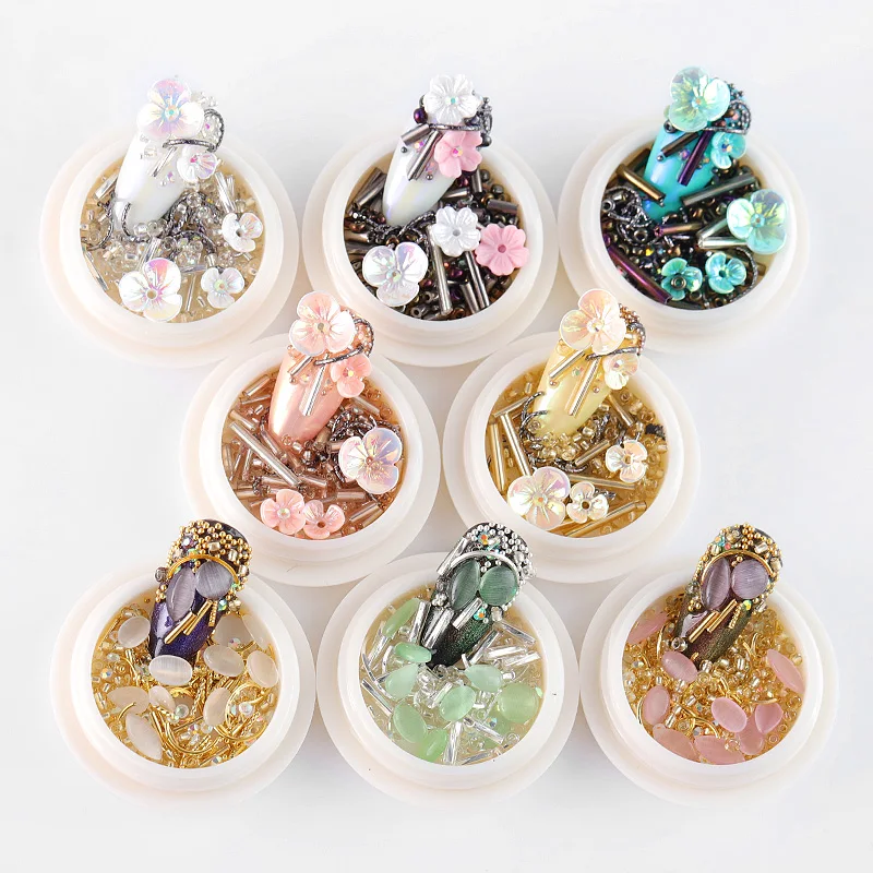 1 коробка смешанные натуральные цветы на полочки Шарм жемчуг красочный бисер