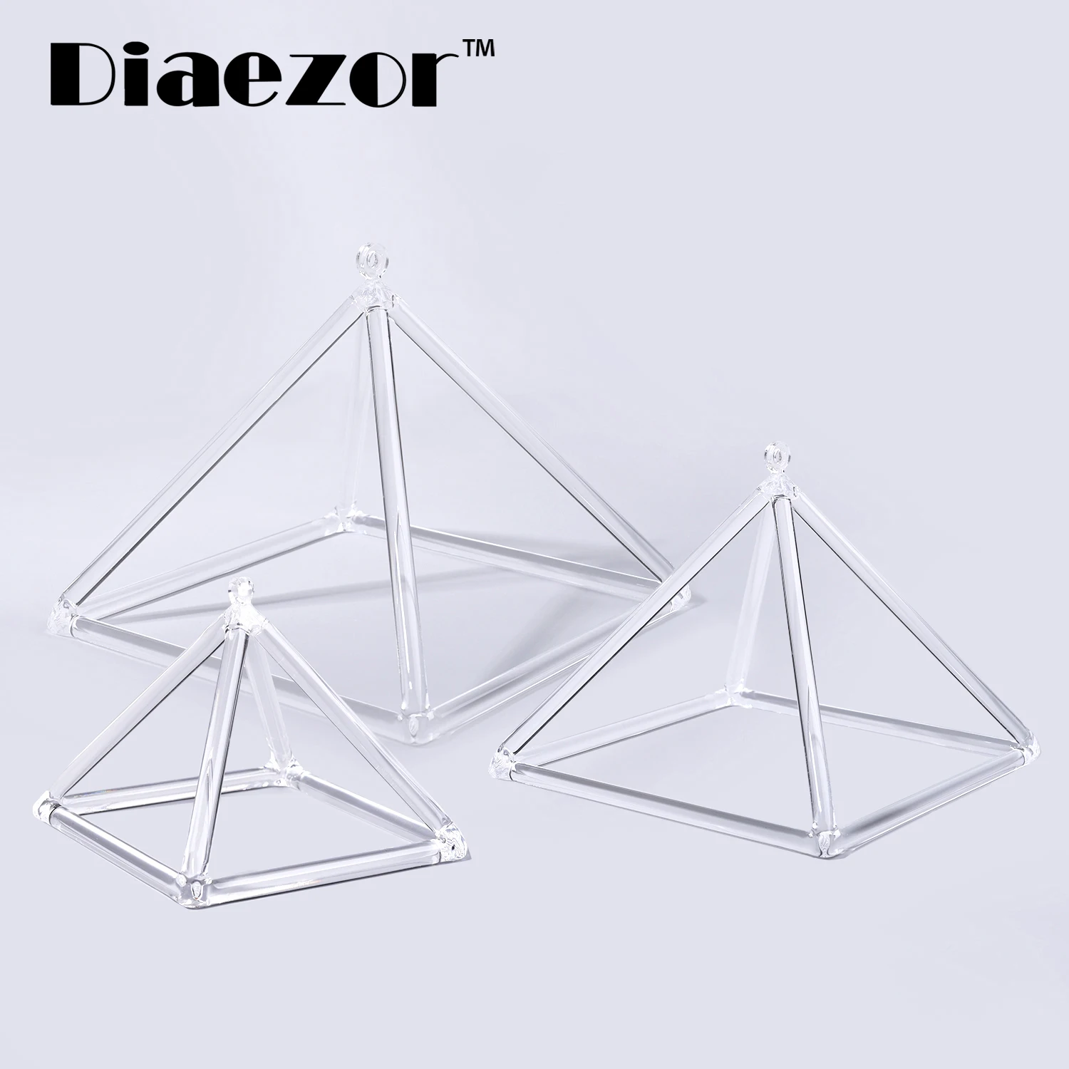 

3" 4" 5" 3 pcs clear crystal singing pyramid for sound healing music therapy chakras balancing with suede stick