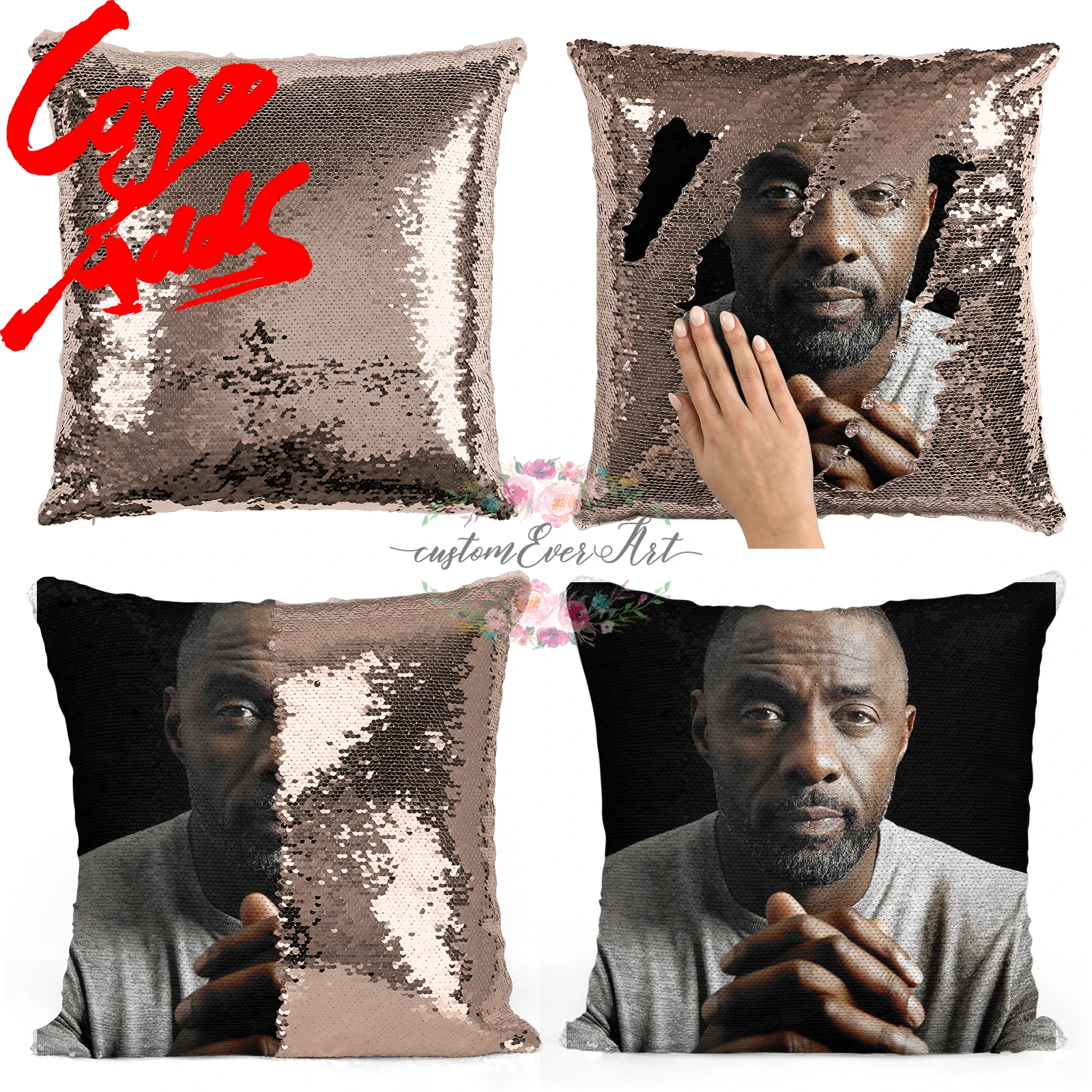 Подушка с блестками Idris Elba | Наволочка Двухцветная подушка Подарок для нее Него