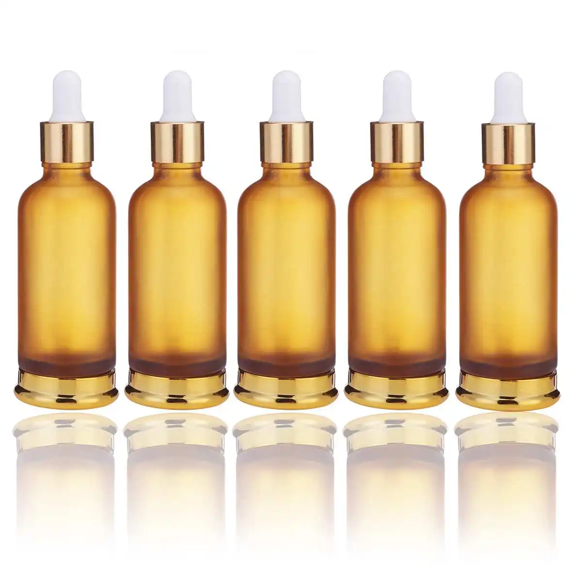 

High Quality New 5pcs 20/30/50ml Amber Glass Dropper Bottle Essential Oil Perfume Pipette Bottles Refillable Empty Container