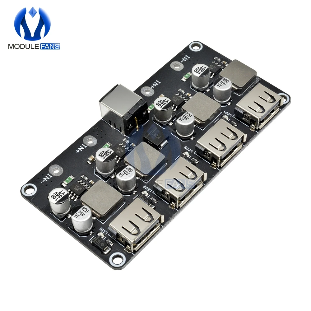 4-канальный понижающий преобразователь Usb QC3.0 Qc2.0 Dc-Dc зарядный модуль 6-32 в 9 12 В 24