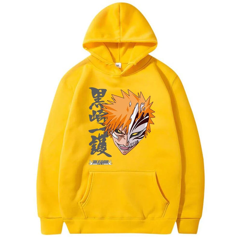 Harajuku Мультфильм отбеливатель Kurosaki Ichigo толстовка с капюшоном для мужчин Y2K Япония