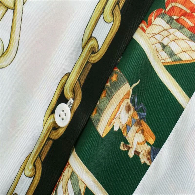 

2021 ZA Oversized Patchwork Print Summer Shirt Women Long Sleeve Vintage Loose Blouse Female Fashion Plus Size Long Tops