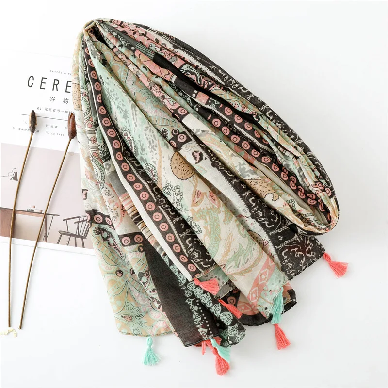 2020 кисточкой вискозный шарф шаль большая женская Косынка мягкие пашмины