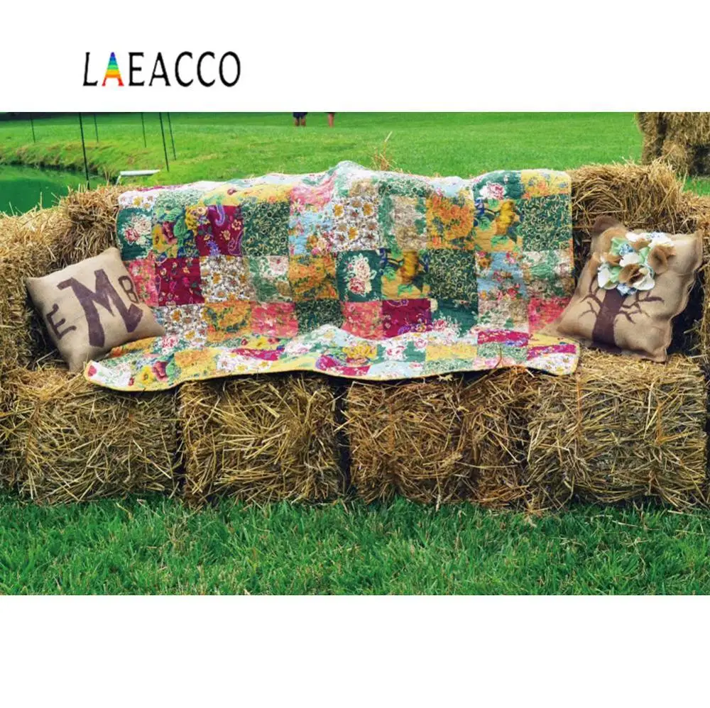 Laeacco фото фон Сельский военный дом сена подушка осень ребенок новорожденный портрет фотография Фон фотосессия Фотостудия