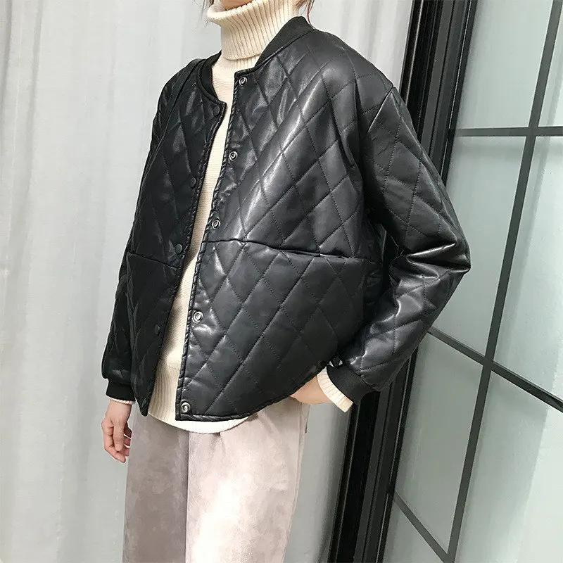 Hzirip Ulzzang черная зимняя однотонная женская 2019 искусственная кожа модное пальто