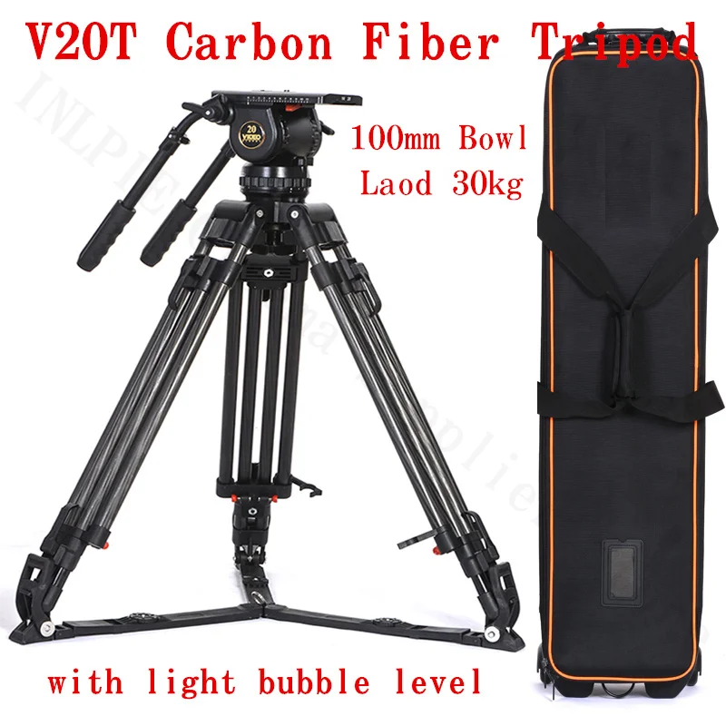 Сверхмощный Профессиональный штатив V20T из углеродного волокна для камеры 100 мм