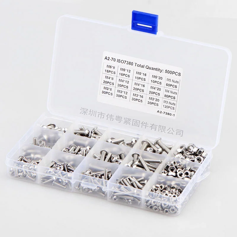 Набор винтов с шестигранным отверстием и круглой головкой из нержавеющей стали