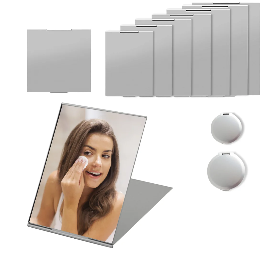 Портативное складное зеркало для макияжа косметическое 9 размеров карманное