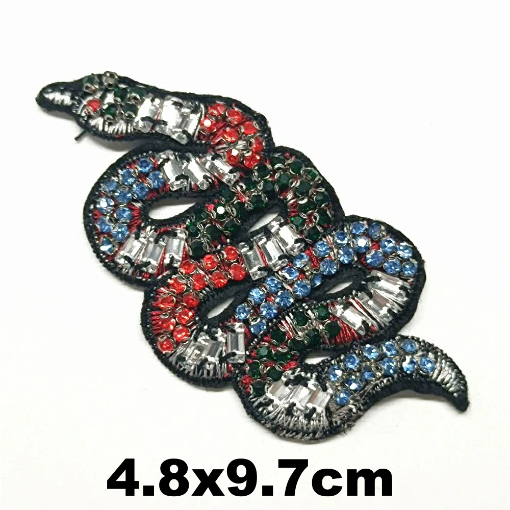 

Design embroidery beaded snake embroideried patches for clothing HO-3338