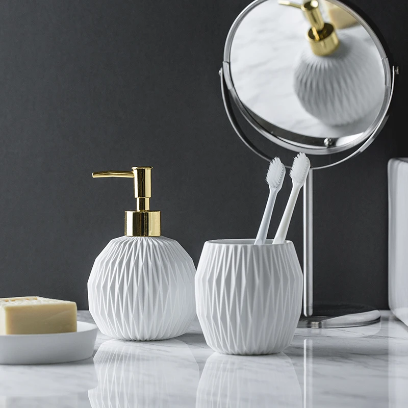 Круглый керамический диспенсер для жидкого мыла 400 мл шампуня бутылка