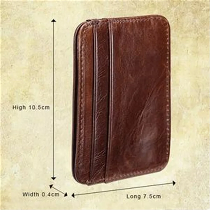 

Men Wallet Slim Money Clip Credit Card Holder ID Business Mens Genuine Leather Brown Wholesale