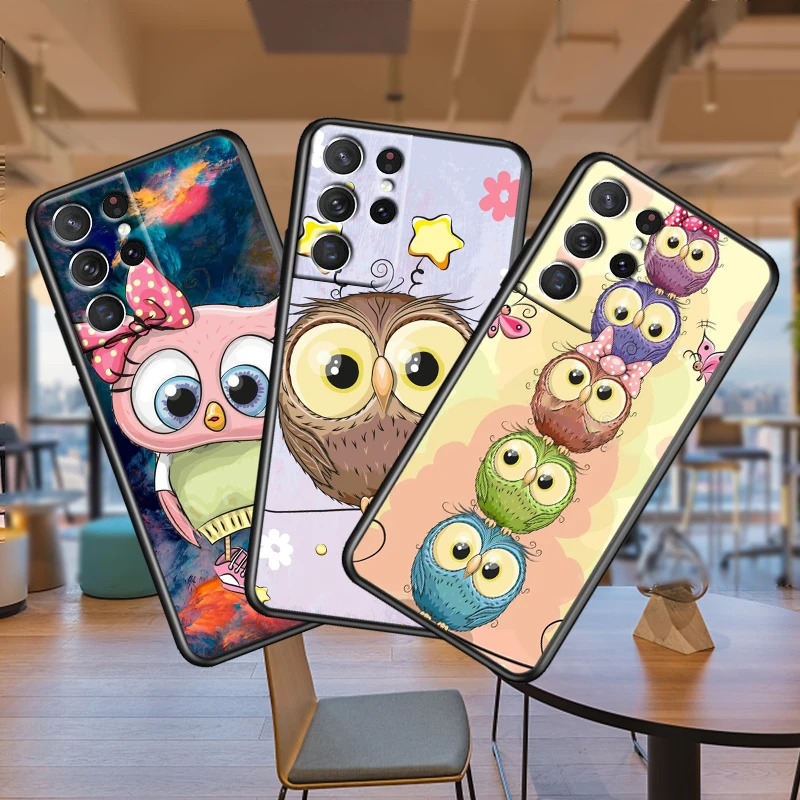 

Cute Owl Hearts Lover For Samsung Galaxy S10 S10E S9 S8 S7 S6 S22 S21 S20 FE Ultra Pro Lite Edge Plus 5G Black Phone Case