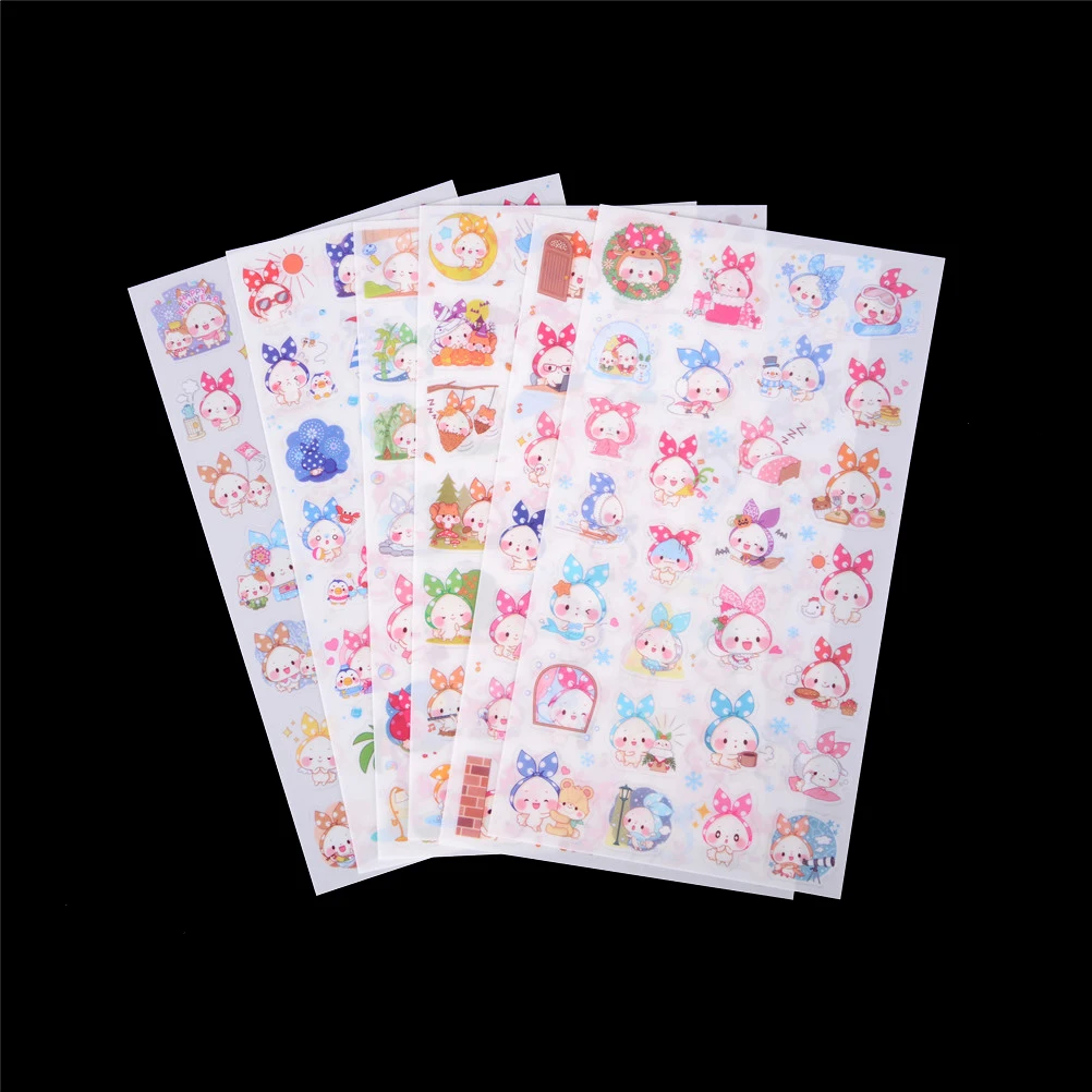 

6pcs/pack Lovely Scarf Pet Rabbit PVC Stickers Diary Sticker Scrapbook Decoration Stationery Stickers