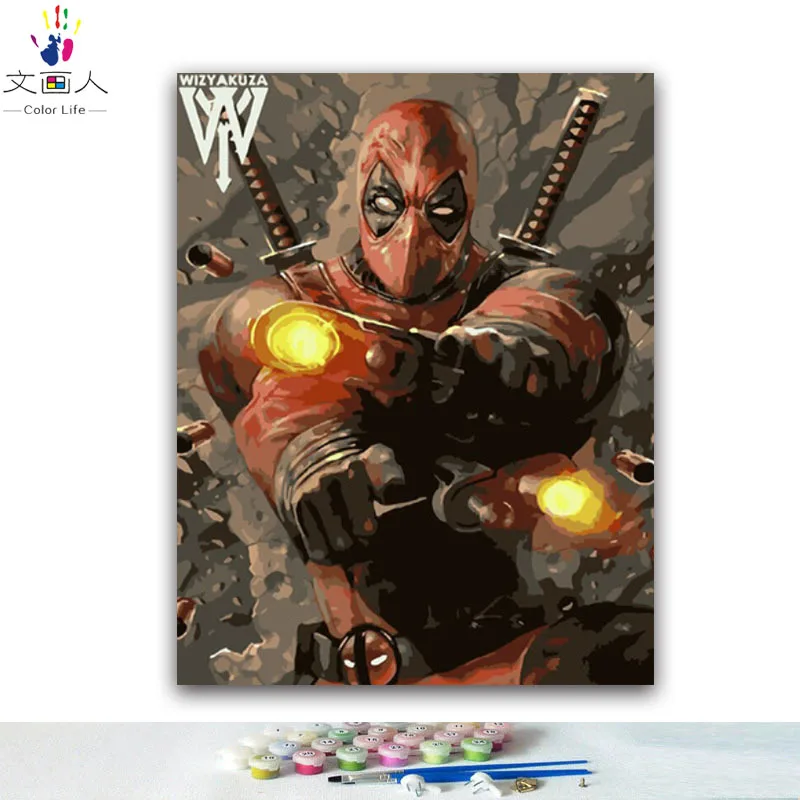 DIY картинки для раскраски по номерам с человеком пауком картина Рисование в рамке