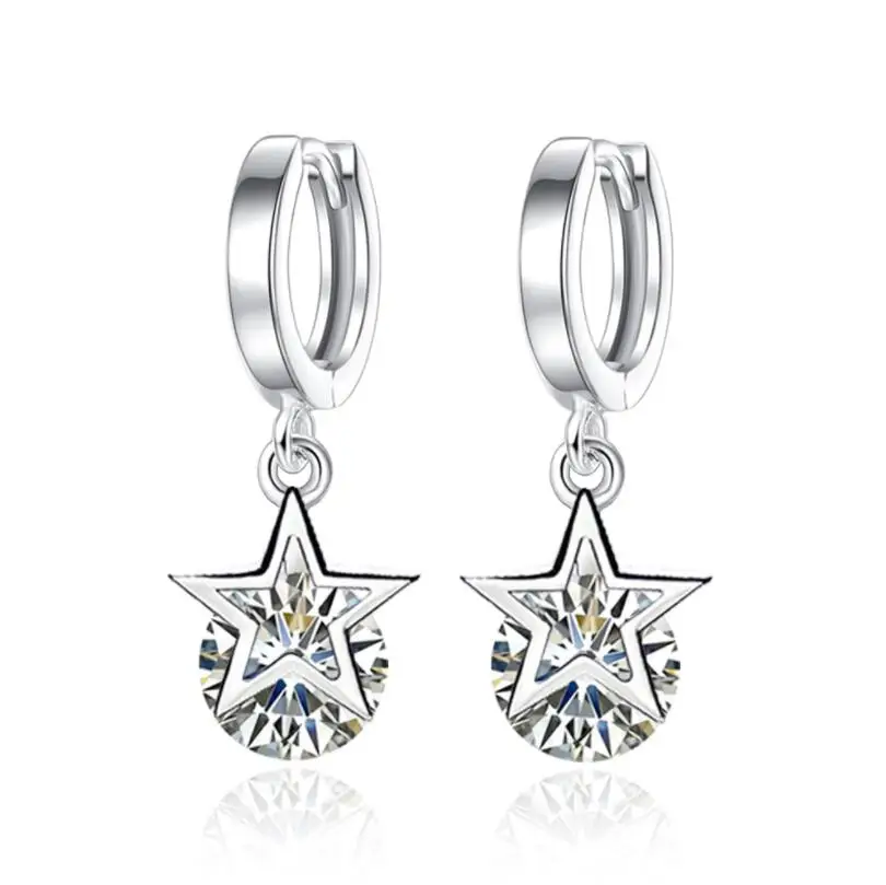 Женские серьги-кольца из стерлингового серебра 925 пробы с кубическим цирконием в