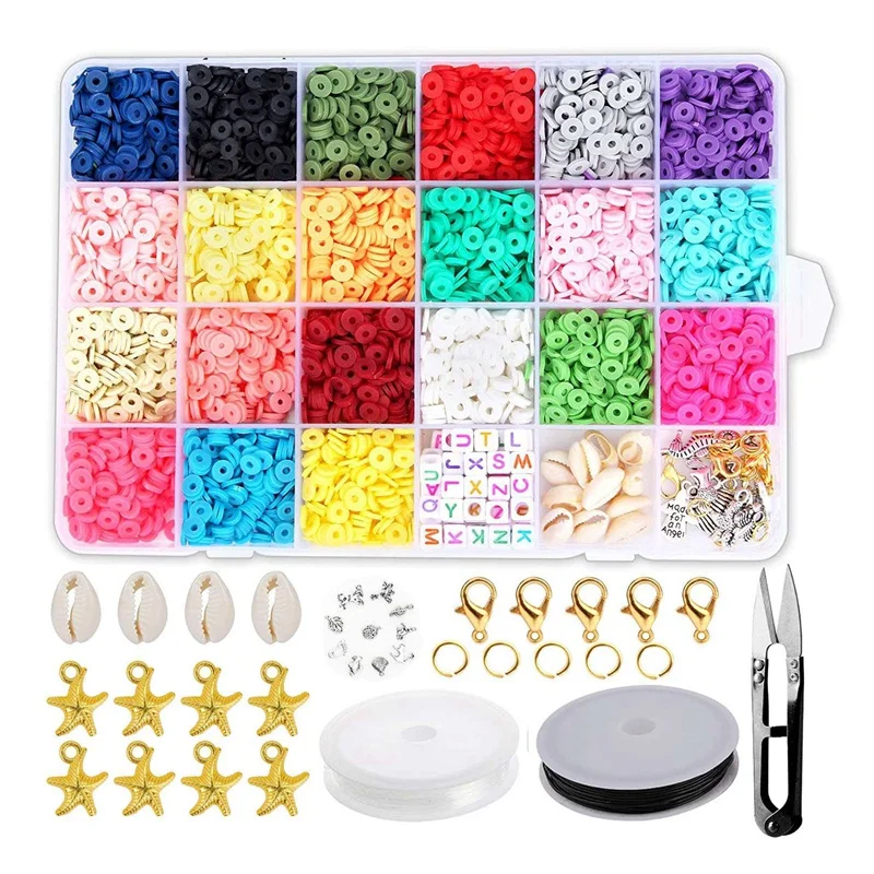 

Clay Flat Beads, Polymer Clay Beads, 3800Pcs 6mm Round Clay Spacer Beads, DIY Beads for Jewelry Making