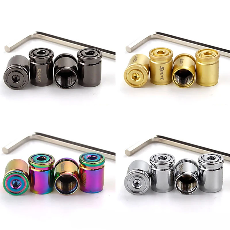 4PCS Anti-theft Sport Tire Valve Dust Caps Dustproof Tire Cap Valve Stem Caps
