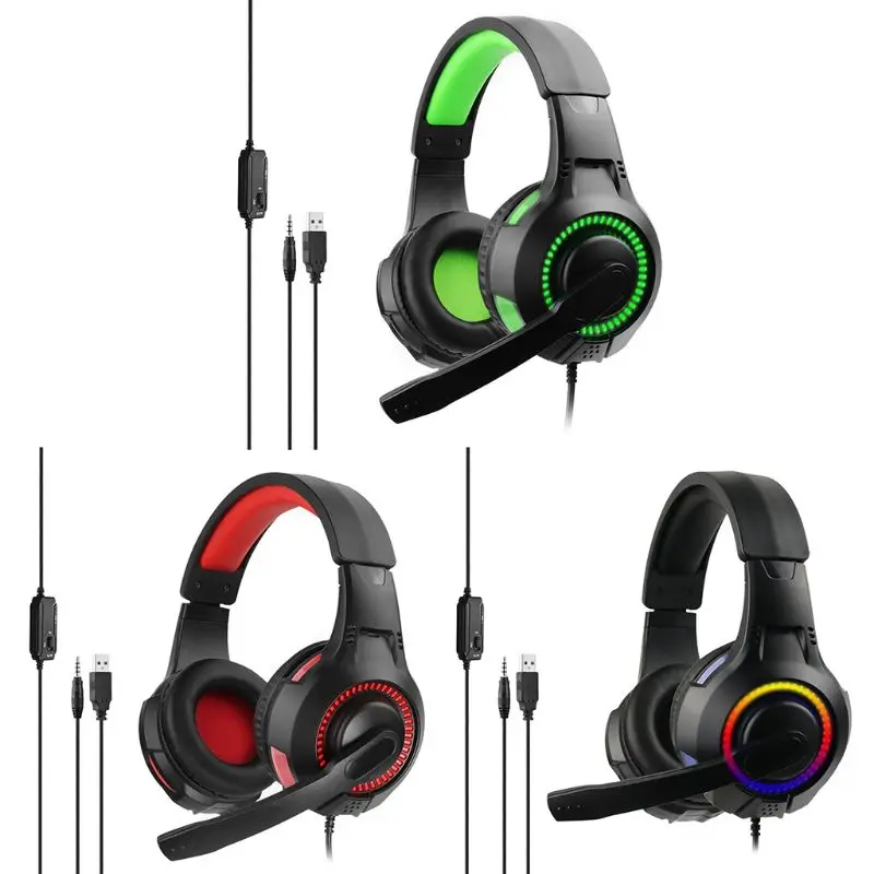 

Наушники с микрофоном Hi-Fi, светящиеся Игровые наушники LDE для ПК PS4 X-box One