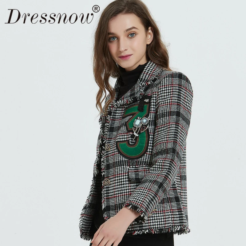Dressnow высокое качество женские зимние тяжелые твидовые клетчатые куртки пальто