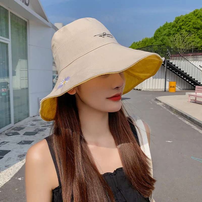 

Double Side Wear Reversible Bucket Hat Cap Sun Hat Beach Cap Fisherman Hat Travel Packable Wide Brim Hat With Chin Strap UPF 50+