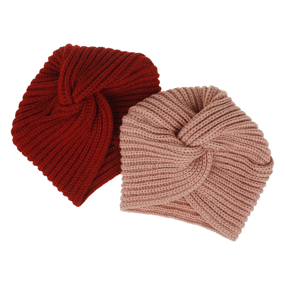 

2021 Autumn/Winter Hats Women In Europe And The Pure Color Yarn India Cap Muslim Crossover Knitted Turtleneck Cap