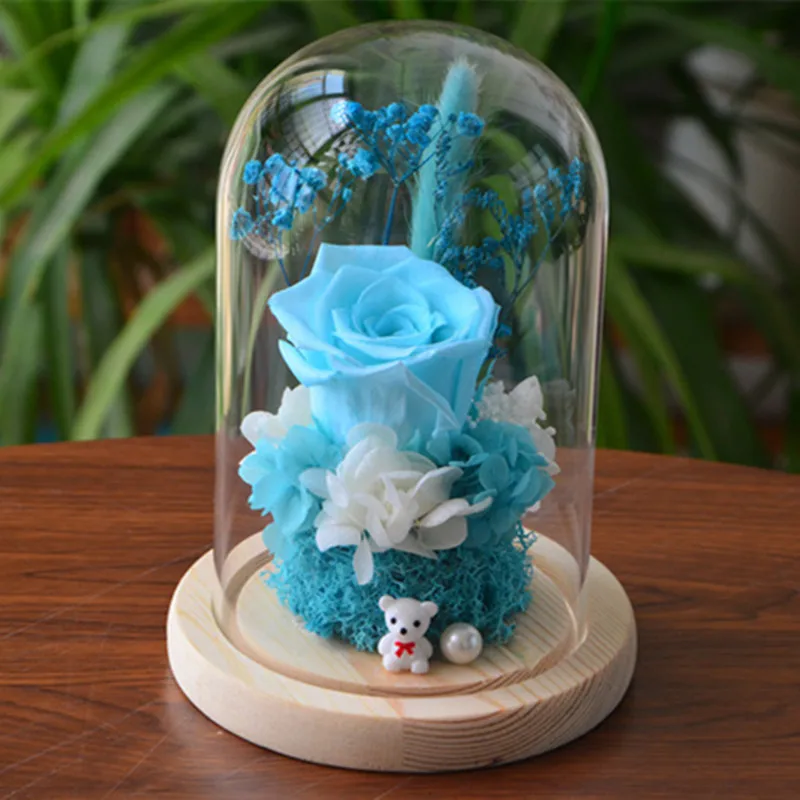 

4sets/pack 13*21cm Middle Size Glass Dome Vase Home Decoration Log Base Transparent Cover Wedding Prop DIY Friend Favor Gift