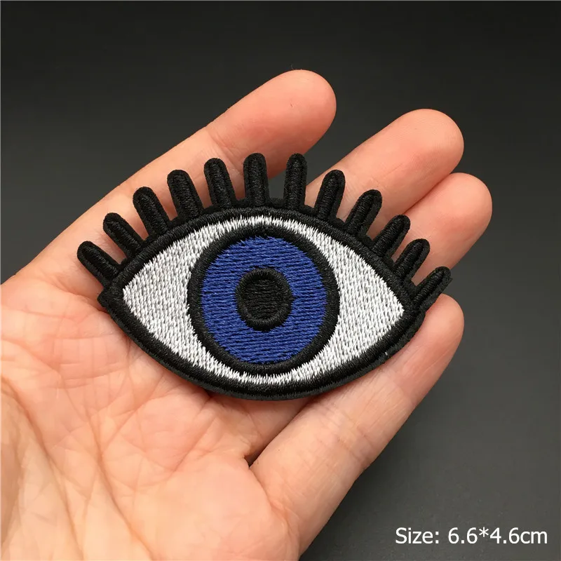 Auge Größe: 6,6x4,6 cm DIY Streifen für Kleidung Stickerei Patch Eisen auf Abzeichen Nähen Kleidung Aufkleber Applique Dekoration – Detail 2