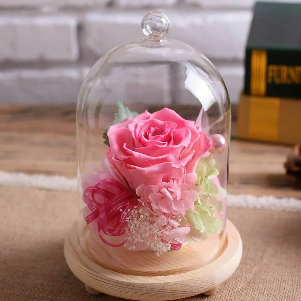 Прозрачный стеклянный купольный Клош колокольчик с деревянной основой домашний