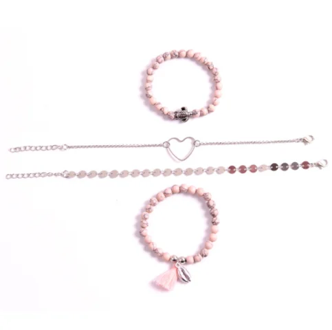 4 шт./компл. богемные женские браслеты серебряное пустое сердце Милая черепаха в