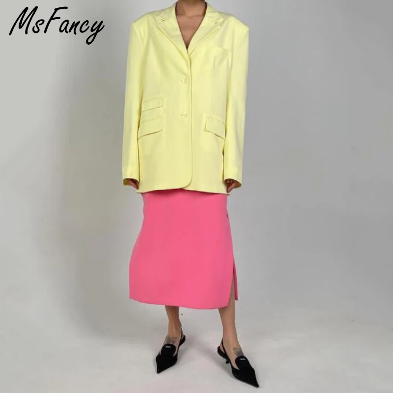 Женский блейзер большого размера Msfancy винтажная однобортная куртка осень 2021