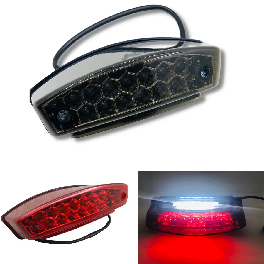 

12V 21 LED Universal Motorcycle Tail Brake Light License Plate Lamp Smoke/Red Lens Rear Stop Indicator For Ducati Honda Suzuki