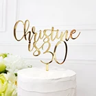 Персонализированные Имя украшение для именинного торта на заказ возраст торт Топпер Уникальный Золотой Серебристый акриловый деревянный вечерние декор для дня рождения