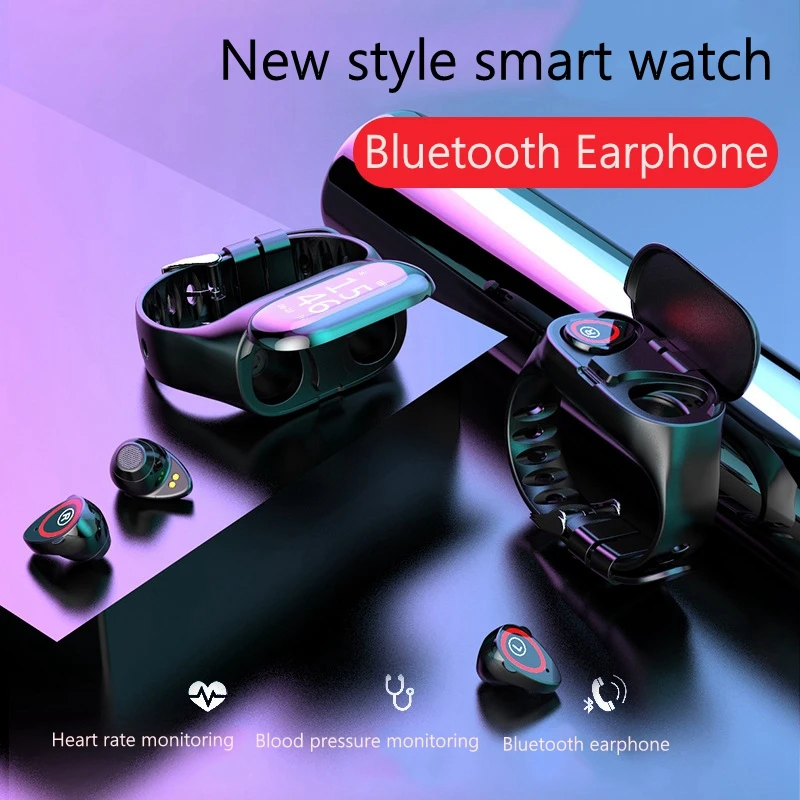 Смарт-часы Bluetooth наушники 2 в 1 водонепроницаемые спортивные для смартфона