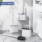 Щетка для унитаза с защитой от протечек и основанием, силиконовая мягкая щетка с плоской головкой и быстросохнущим держателем, набор инструментов